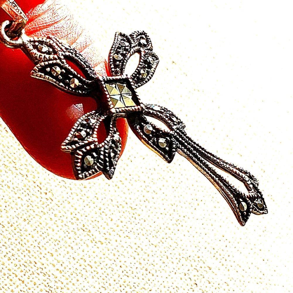 Vintage signed Rinc sterling marcasite cross pendant 70's-80's